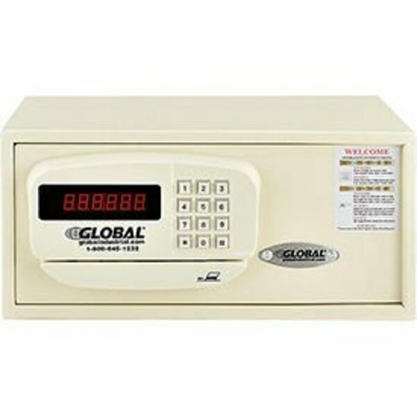 Global Industrial Personal Hotel Safe Electronic Lock w/Card Slot 15Wx10Dx7H Keyed Alike, WHT 493383A